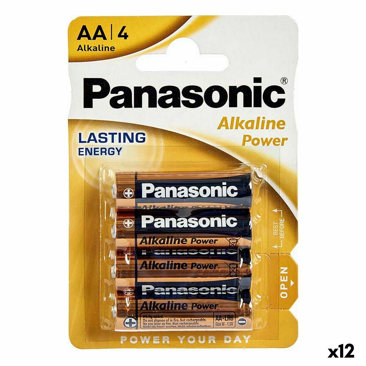 Pilas Alcalinas Panasonic 1x4 LR6APB LR6 AA (12 Unidades)  Comprati.