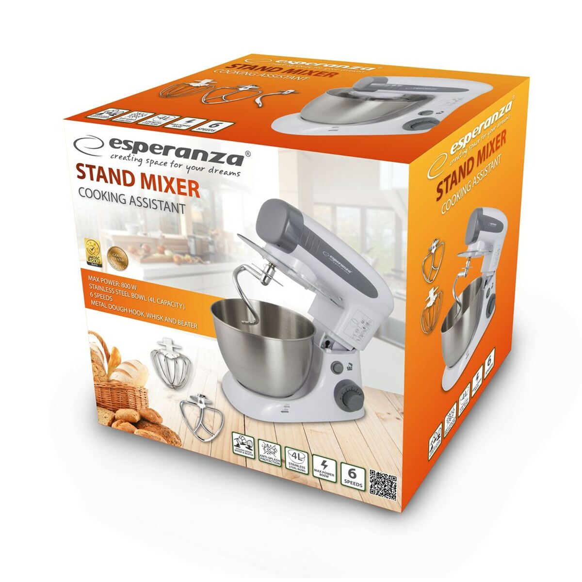 Robot de Cocina Esperanza EKM024 Blanco Gris 800 W 4 L  Comprati.