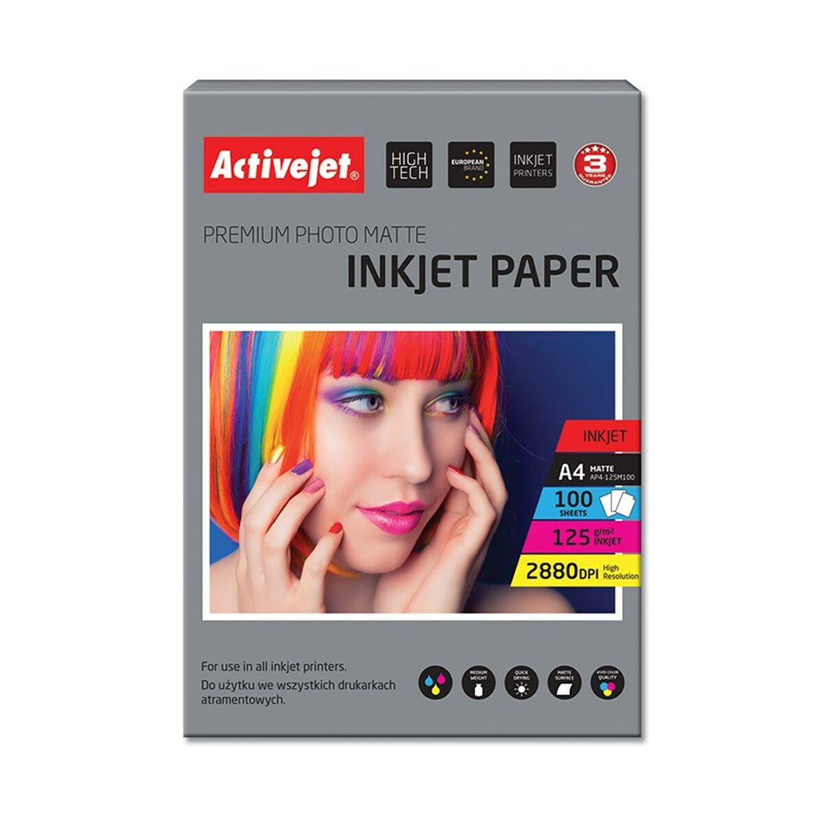 Papel Fotográfico Mate Activejet AP4-125M100 A4 100 Hojas 21 x 29,7 cm  Comprati.