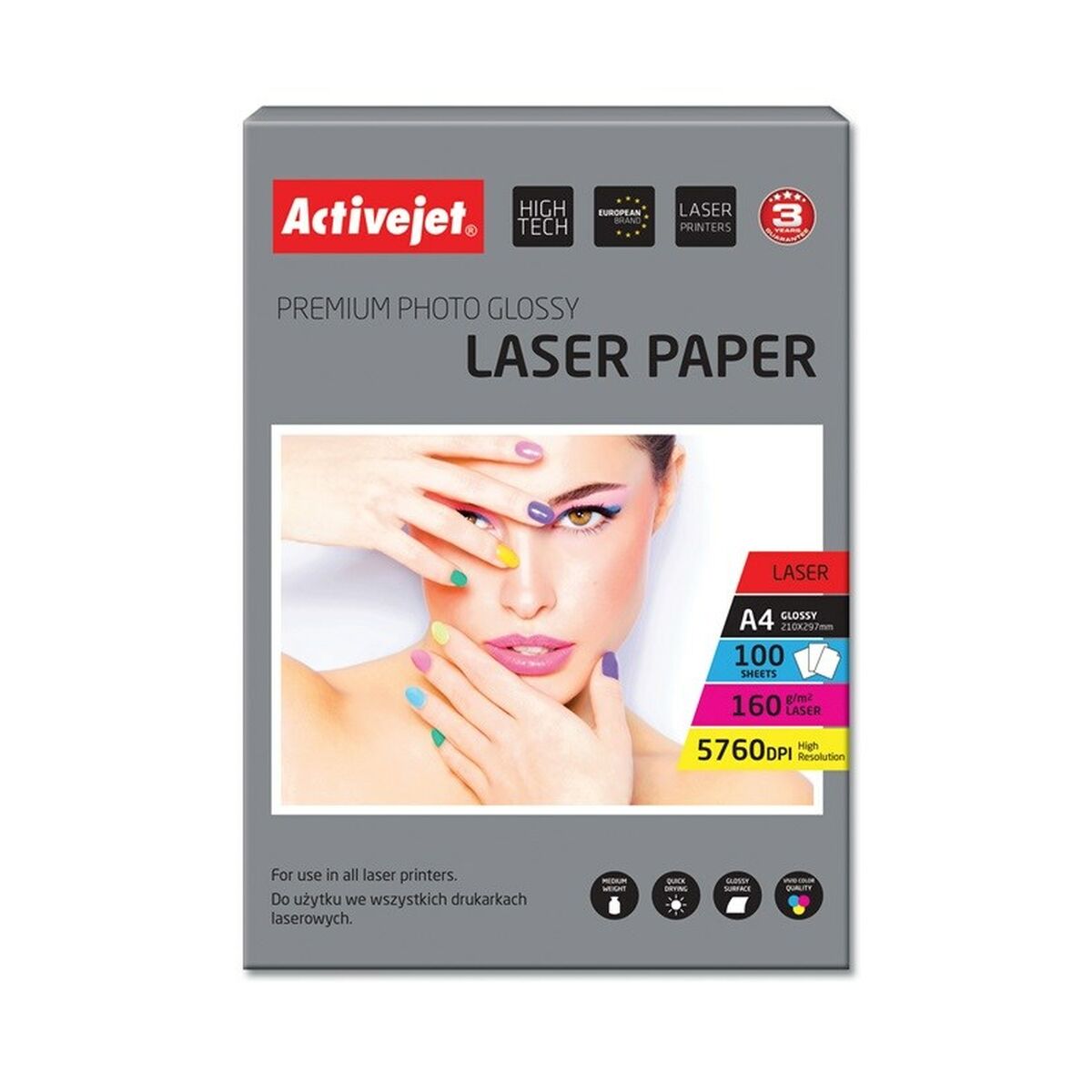 Papel Fotográfico Brillante Activejet AP4-160G100L A4 100 Hojas 21 x 29,7 cm  Comprati.