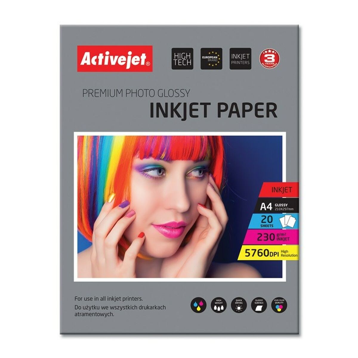 Papel Fotográfico Brillante Activejet AP4-230G20 A4 20 Hojas 21 x 29,7 cm  Comprati.