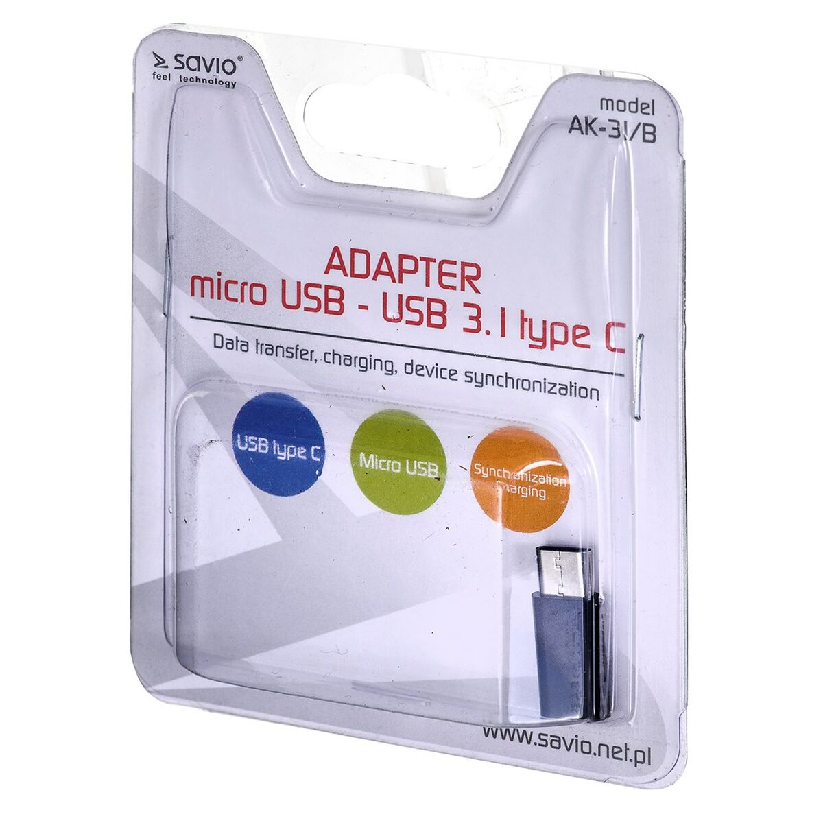 Adaptador Micro USB a USB-C Savio AK-31 / B  Comprati.