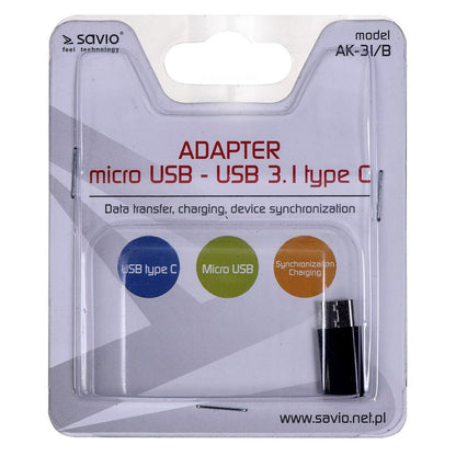 Adaptador Micro USB a USB-C Savio AK-31 / B  Comprati.