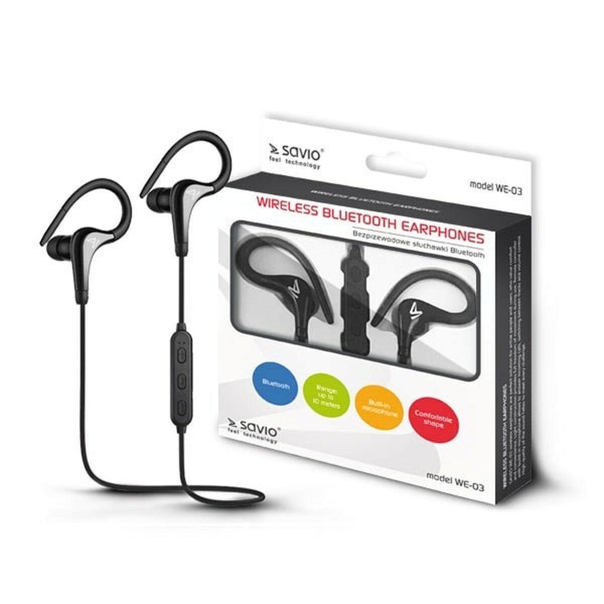 Auriculares Bluetooth Deportivos Savio WE-03 Negro  Comprati.