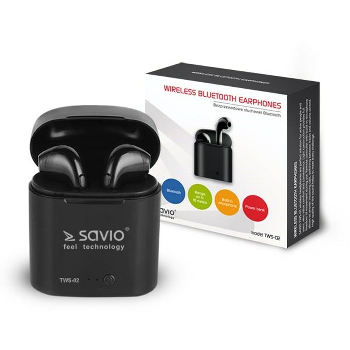 Auriculares in Ear Bluetooth Savio TWS-02 Negro Grafito  Comprati.