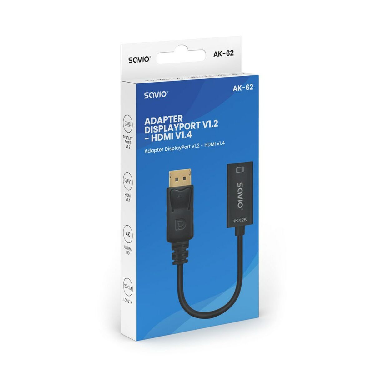 Adaptador DisplayPort a HDMI Savio AK-62 20 cm  Comprati.