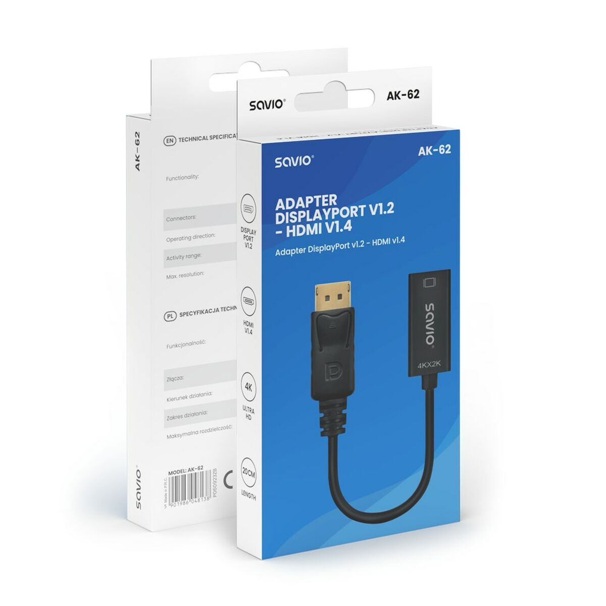 Adaptador DisplayPort a HDMI Savio AK-62 20 cm  Comprati.