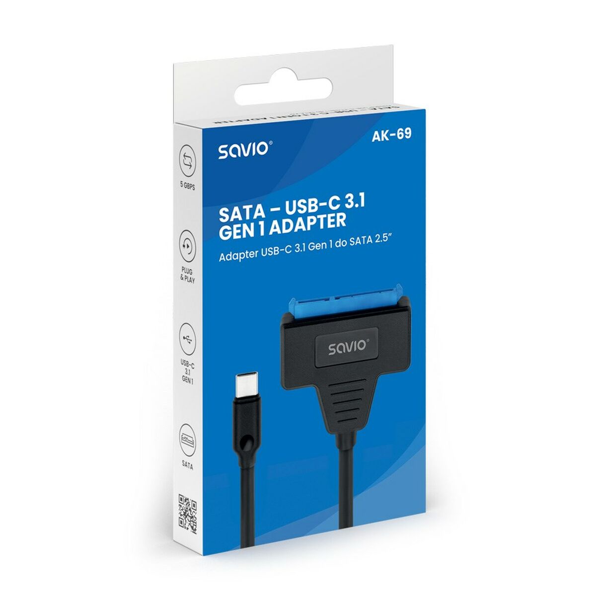 Adaptador USB a SATA para Disco Duro Savio AK-69 25 cm  Comprati.