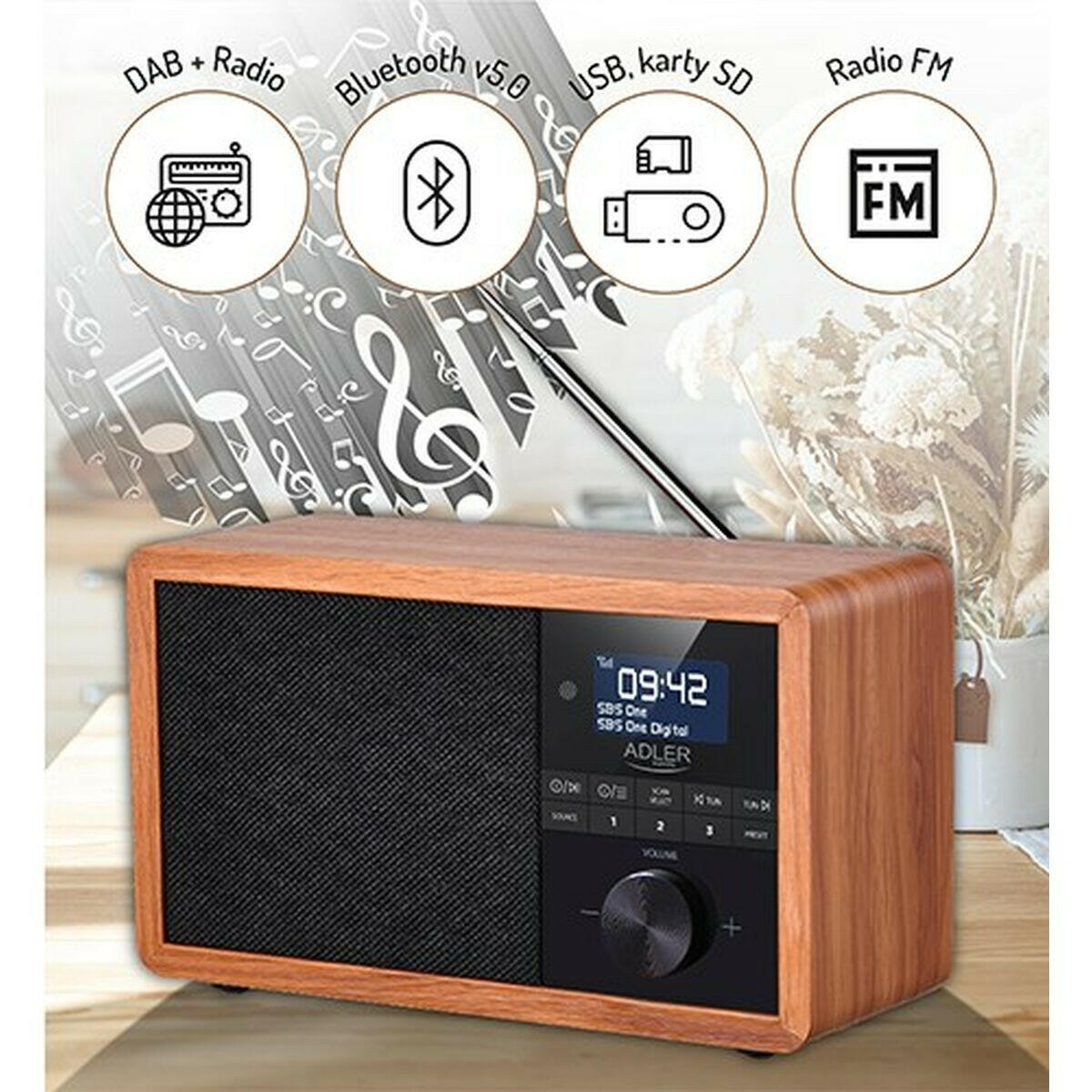 Radio Adler AD 1184 Negro Madera  Comprati.