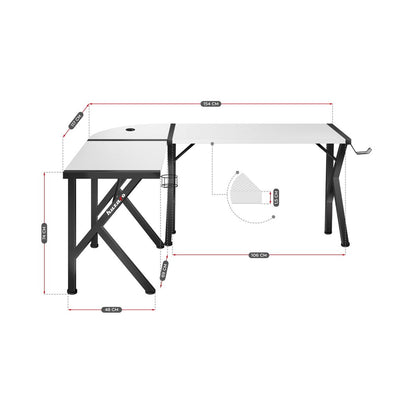 Escritorio Huzaro Hero 6.3 Blanco Negro Acero Fibra de carbono 154 x 74 x 117 cm  Comprati.