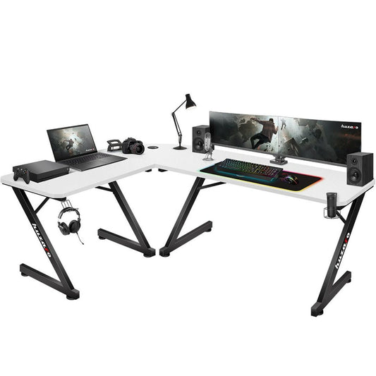 Mesa de Escritorio Gaming Huzaro HZ-Hero 7.0 Blanco Negro Fibra de carbono 154 x 72,5 x 117 cm  Comprati.