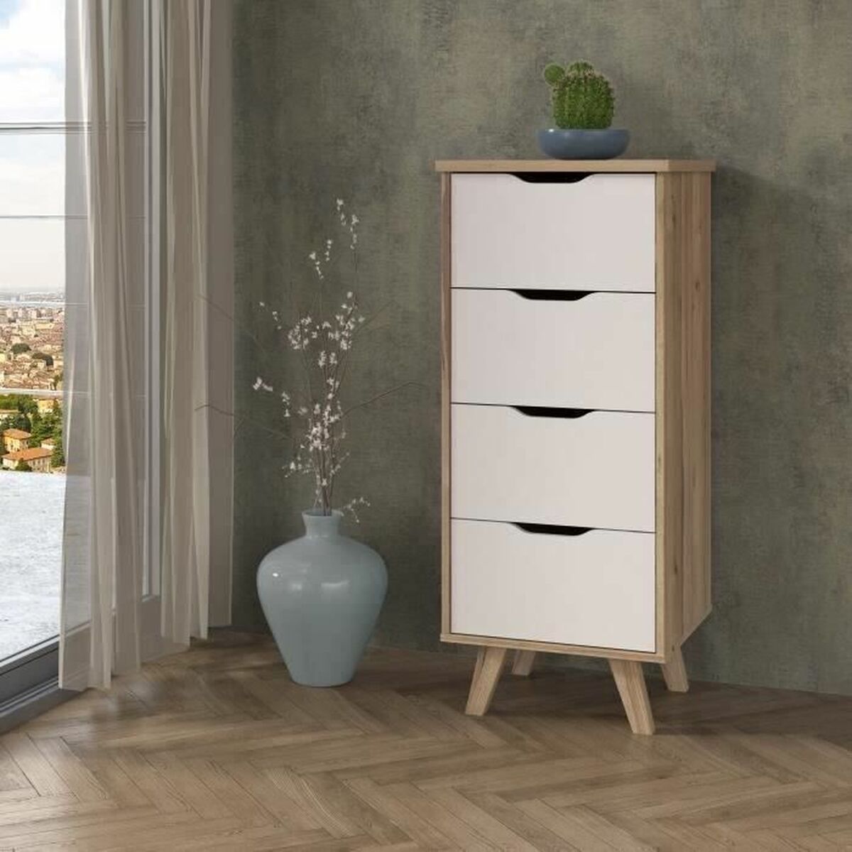 Cajonera Vankka Roble 45 x 42 x 108 cm 45 x 108,7 x 42 cm  Comprati.