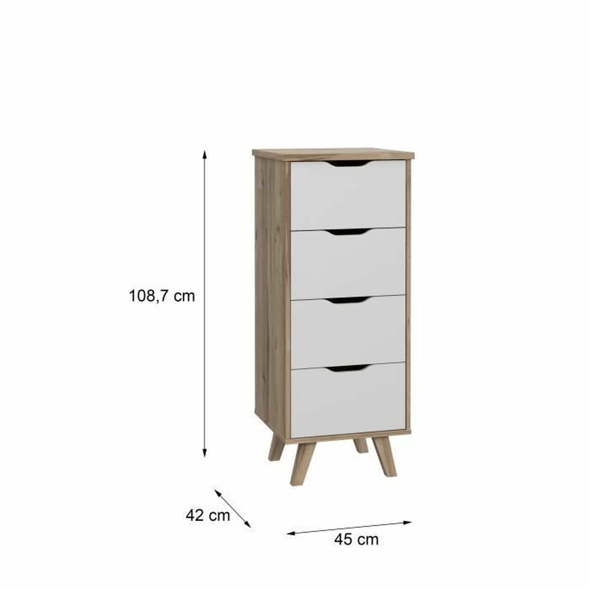 Cajonera Vankka Roble 45 x 42 x 108 cm 45 x 108,7 x 42 cm  Comprati.