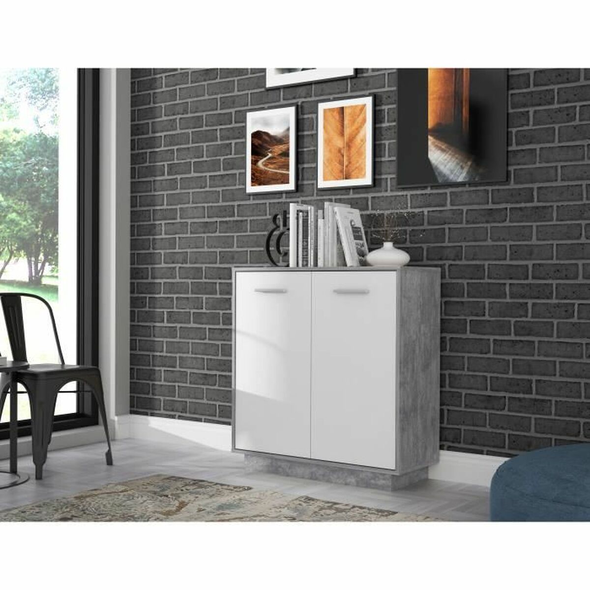 Mueble de almacenaje Madera Gris claro Blanco (88,9 x 34,2 x 88,1 cm)  Comprati.