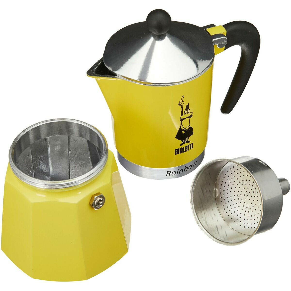 Cafetera Italiana Bialetti Rainbow Amarillo Metal Aluminio 300 ml 6 Tazas  Comprati.