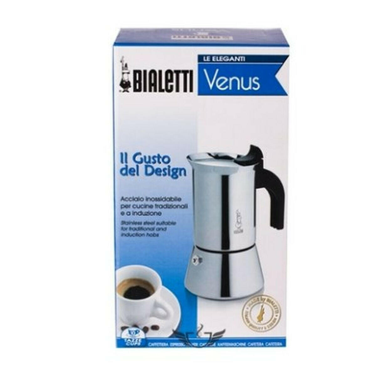 Cafetera Italiana Bialetti New Venus Plateado Madera Acero Inoxidable 240 ml 6 Tazas  Comprati.