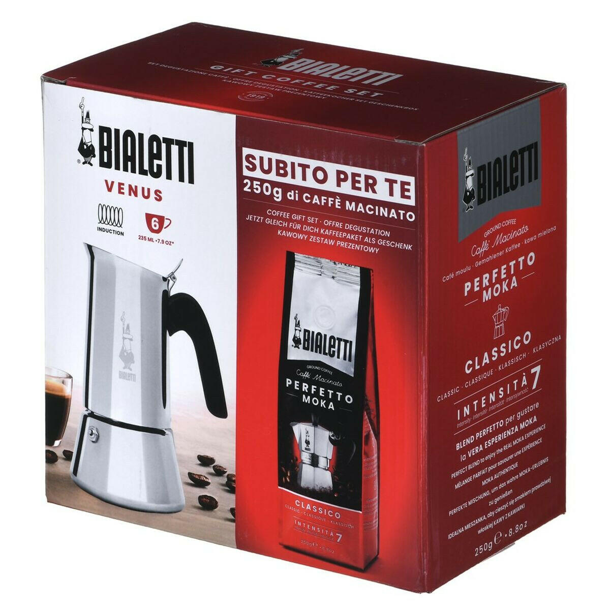 Cafetera Italiana Bialetti Plateado Acero Inoxidable 240 ml 6 Tazas  Comprati.