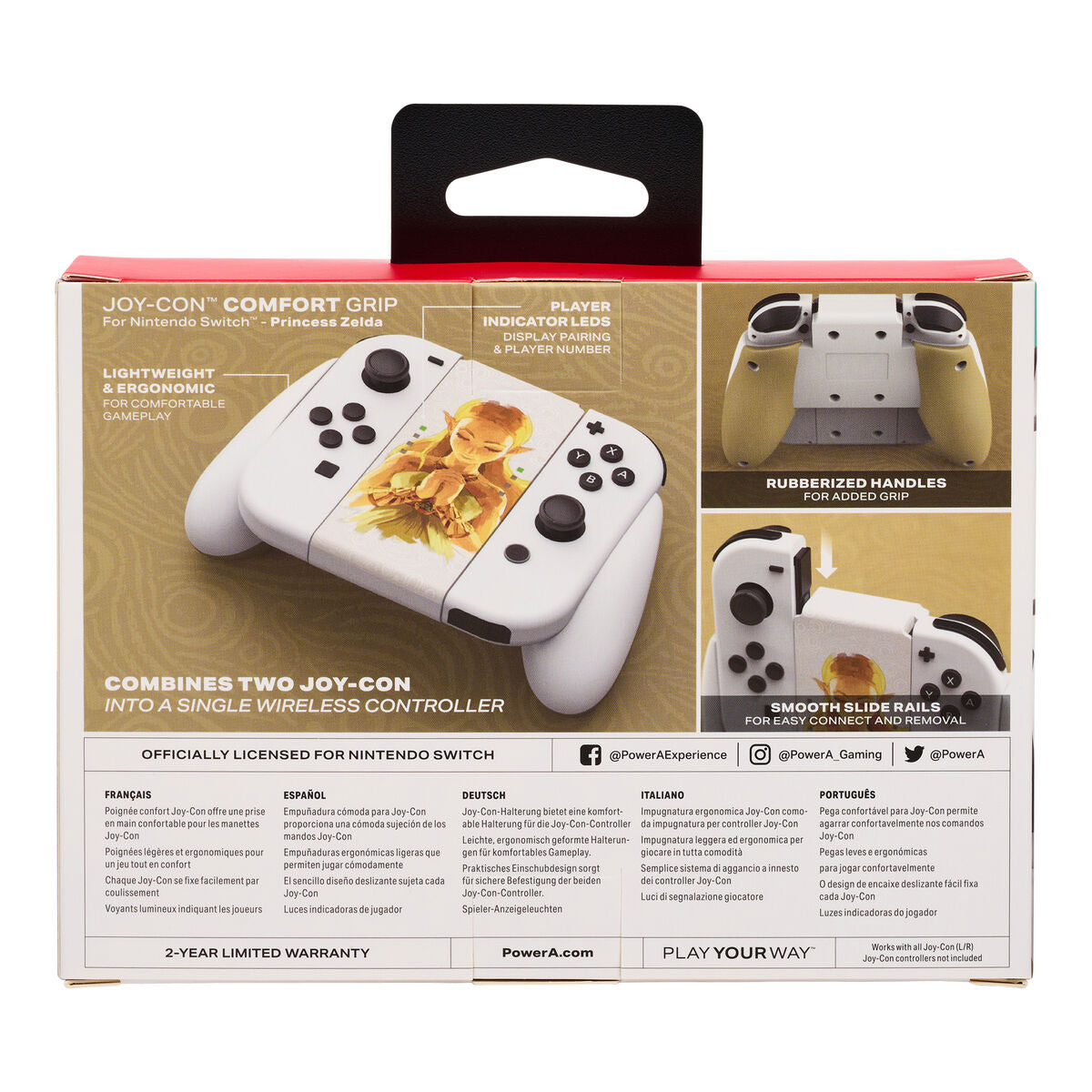 Mando Gaming Powera NSAC0059-01 Nintendo Switch Blanco/Dorado  Comprati.