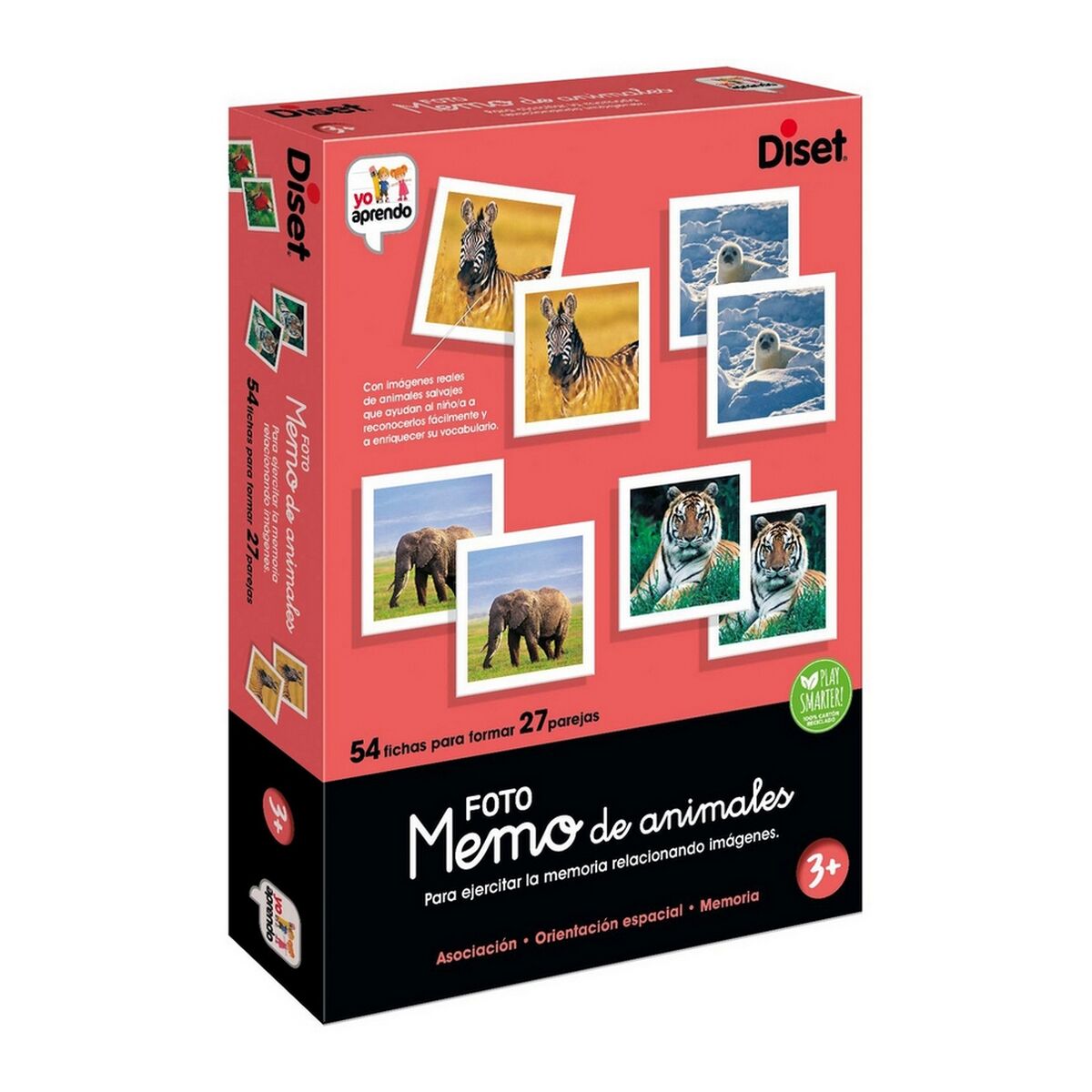 Juego Educativo Diset Memo Photo Animales 54 Piezas  Comprati.