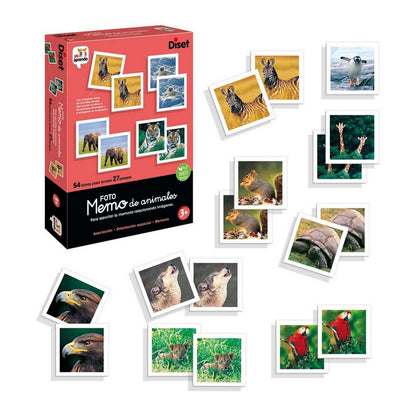 Juego Educativo Diset Memo Photo Animales 54 Piezas  Comprati.