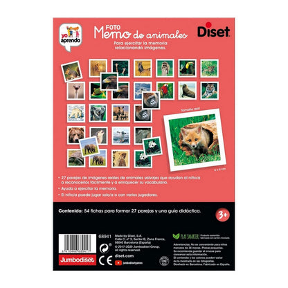 Juego Educativo Diset Memo Photo Animales 54 Piezas  Comprati.