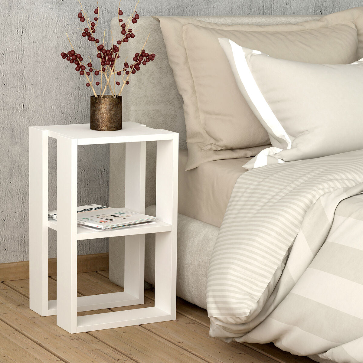 Mesa de Centro Alexandra House Living Blanco Madera MDP 60 x 32 x 60 cm 1 Estante  Comprati.