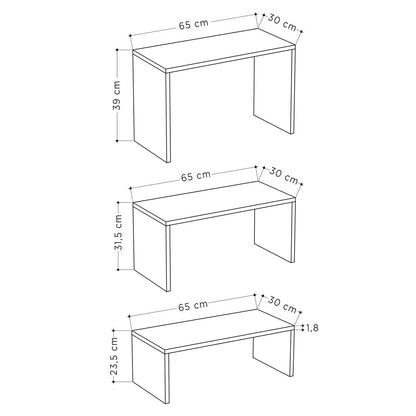 Juego de 3 mesas Alexandra House Living Blanco Madera MDP 32 x 65 x 30 cm 24 x 65 x 30 cm 39 x 65 x 30 cm  Comprati.