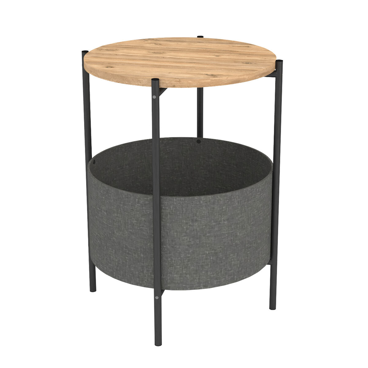 Mesa auxiliar Alexandra House Living Negro Gris Roble Metal Madera MDP 43 x 60 x 43 cm  Comprati.