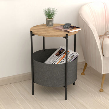 Mesa auxiliar Alexandra House Living Negro Gris Roble Metal Madera MDP 43 x 60 x 43 cm  Comprati.