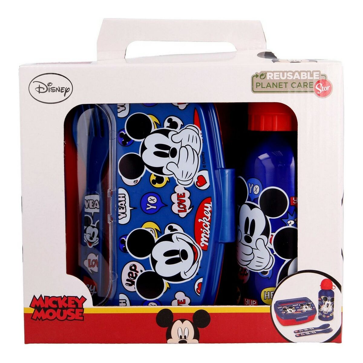 Set de Menaje Infantil Mickey Mouse Happy smiles 21 x 18 x 7 cm Rojo Azul  Comprati.