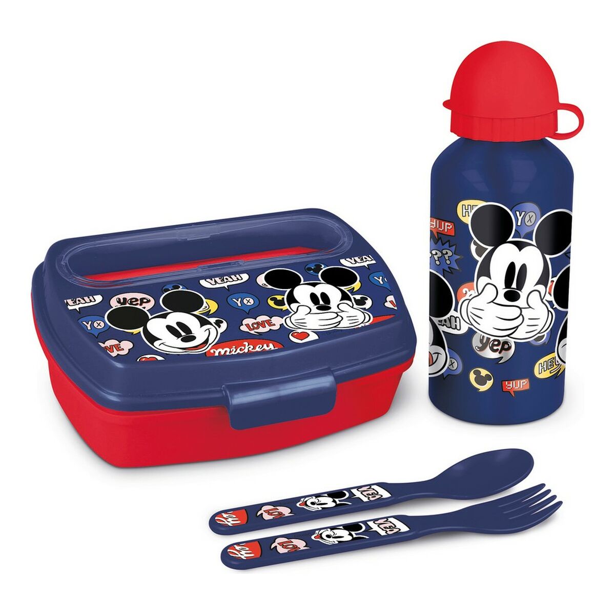 Set de Menaje Infantil Mickey Mouse Happy smiles 21 x 18 x 7 cm Rojo Azul  Comprati.