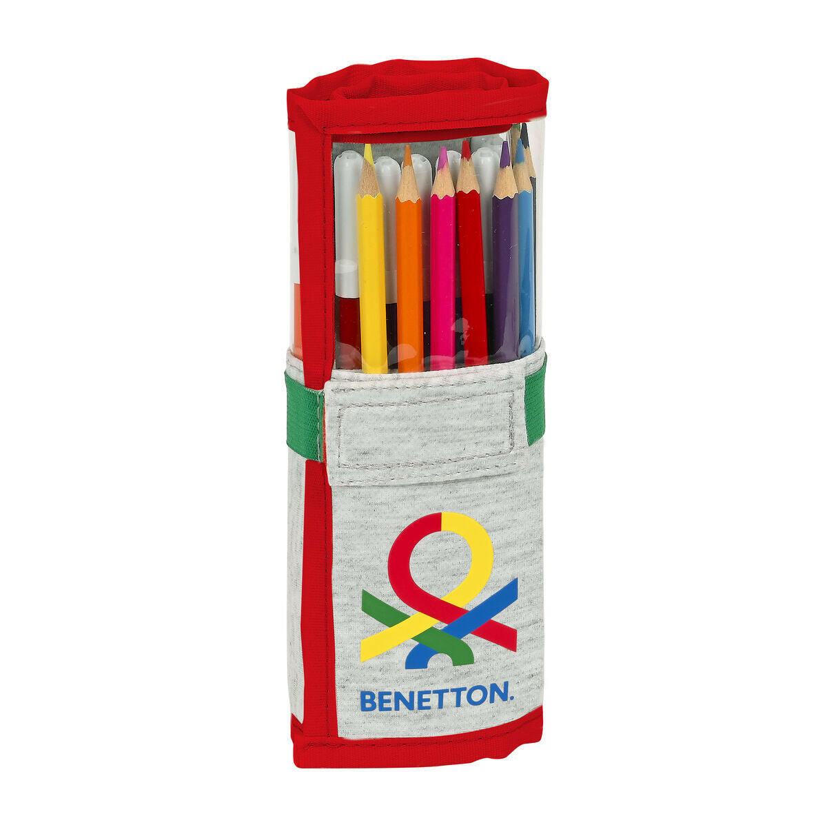 Estuche Escolar con Accesorios Benetton Pop Gris (27 Piezas) (7 x 20 x 7 cm)  Comprati.