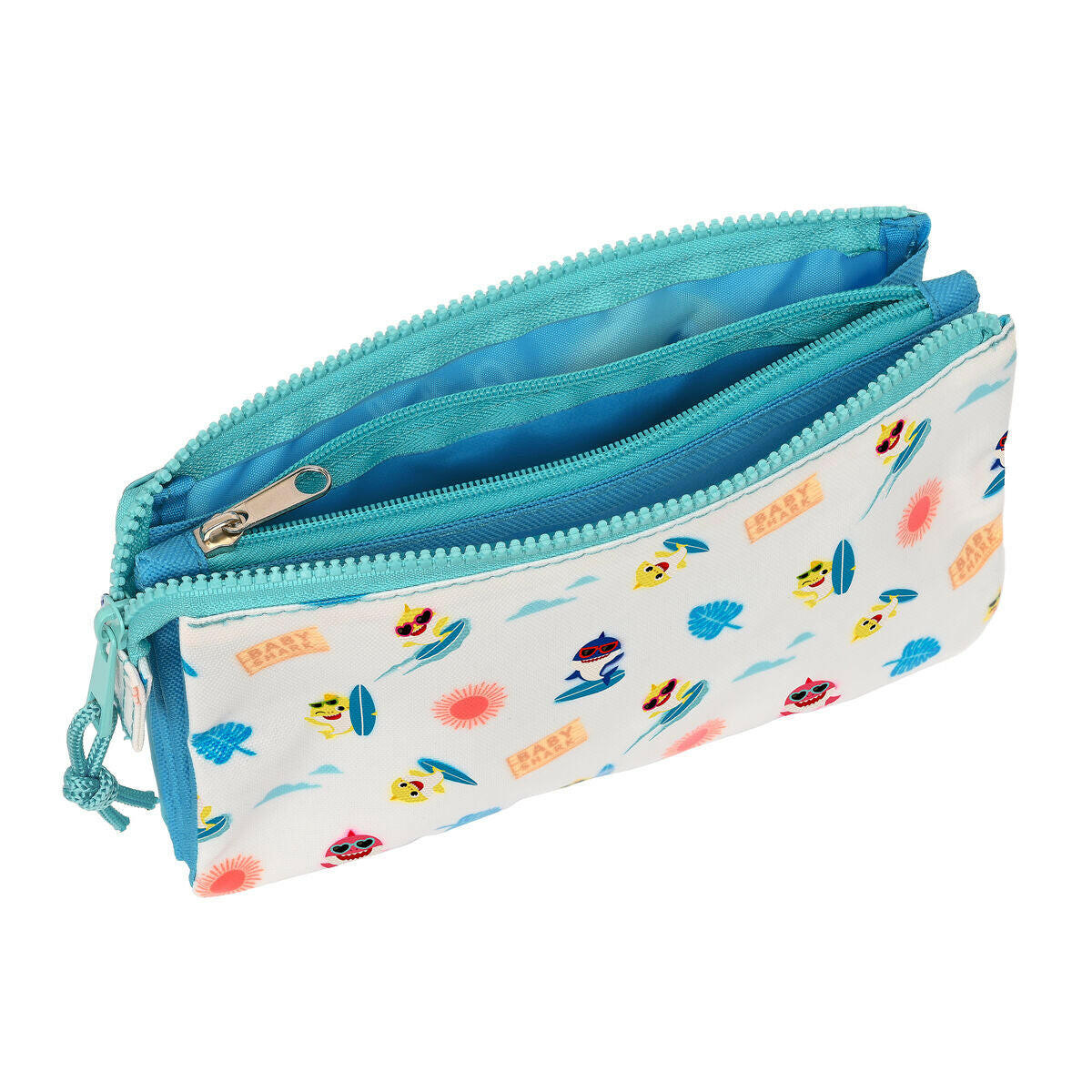 Portatodo Doble Baby Shark Surfing Azul Blanco 22 x 12 x 3 cm  Comprati.