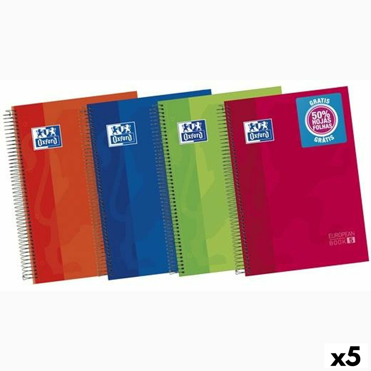 Cuaderno Oxford Multicolor A4 120 Hojas (5 Unidades)  Comprati.