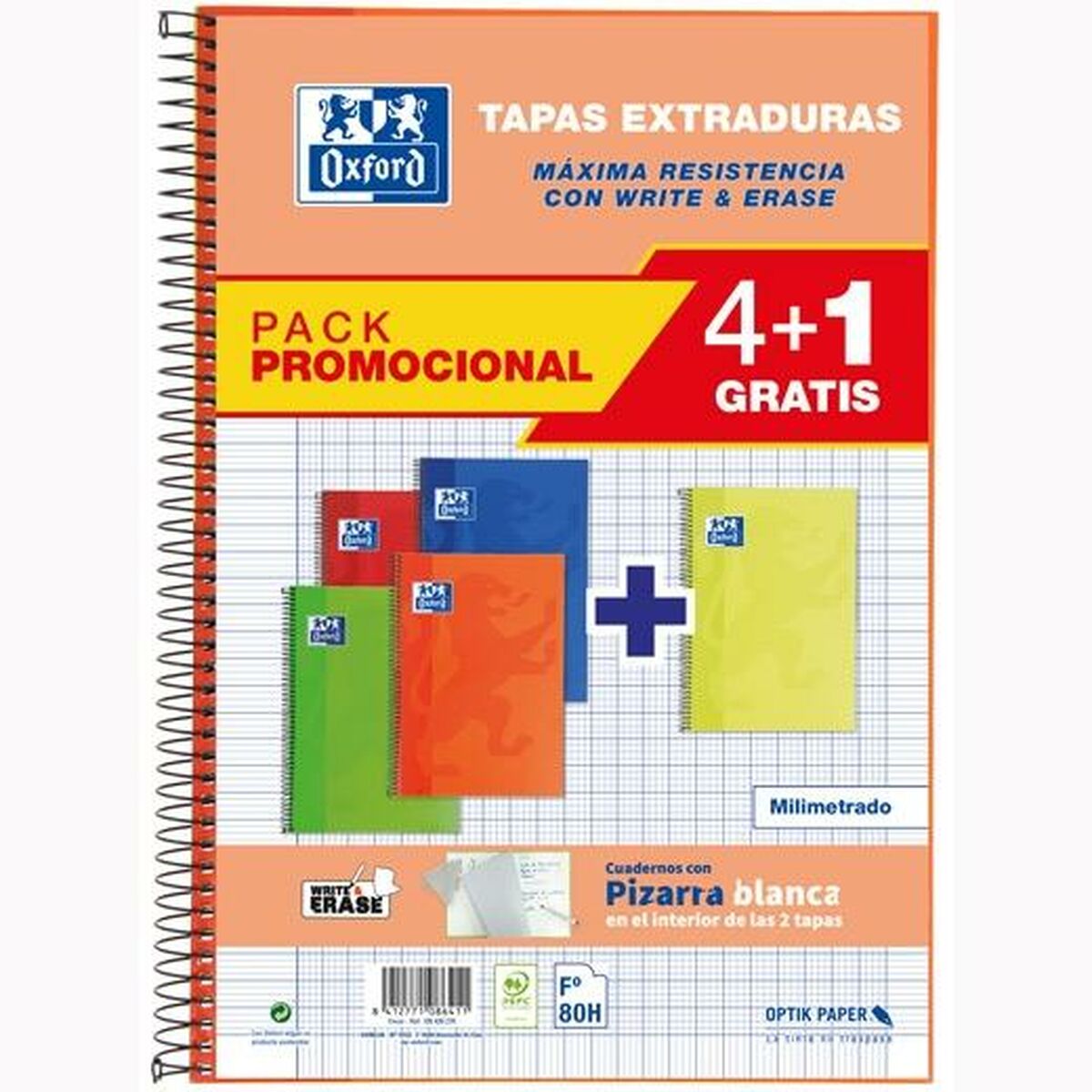 Cuaderno Oxford Write&Erase Multicolor Din A4 5 Piezas 80 Hojas  Comprati.