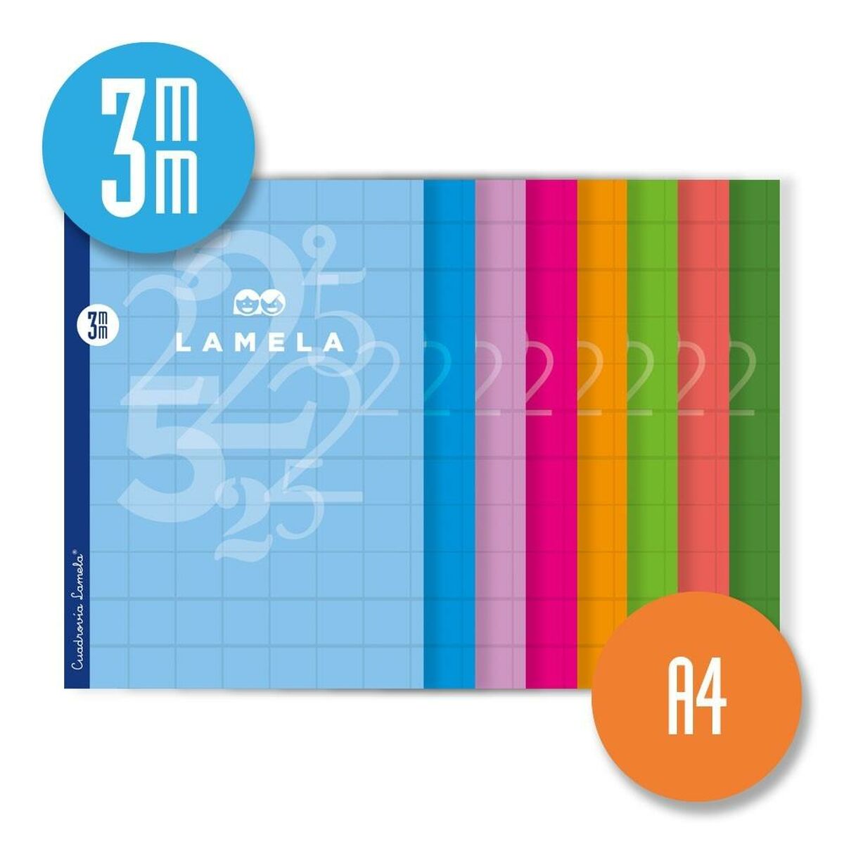 Libreta Lamela 3X3 3MM 50 Hojas 10 Unidades Hojas de cuadrícula A4 Multicolor (10 Piezas)  Comprati.