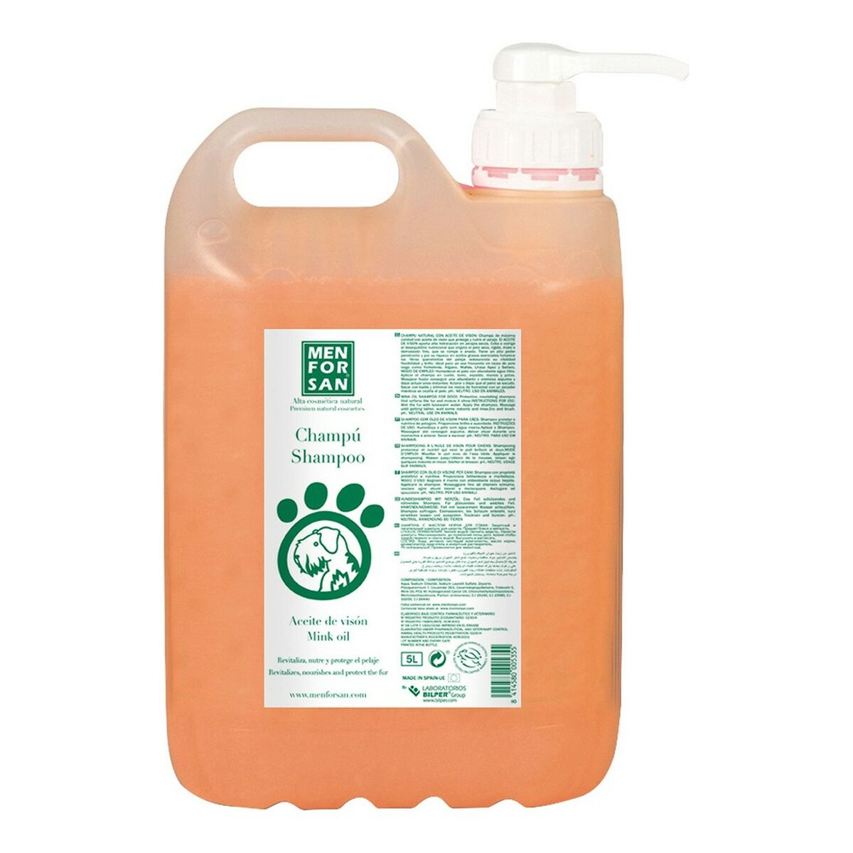 Champú para mascotas Menforsan 5 L Aceite de visón  Comprati.