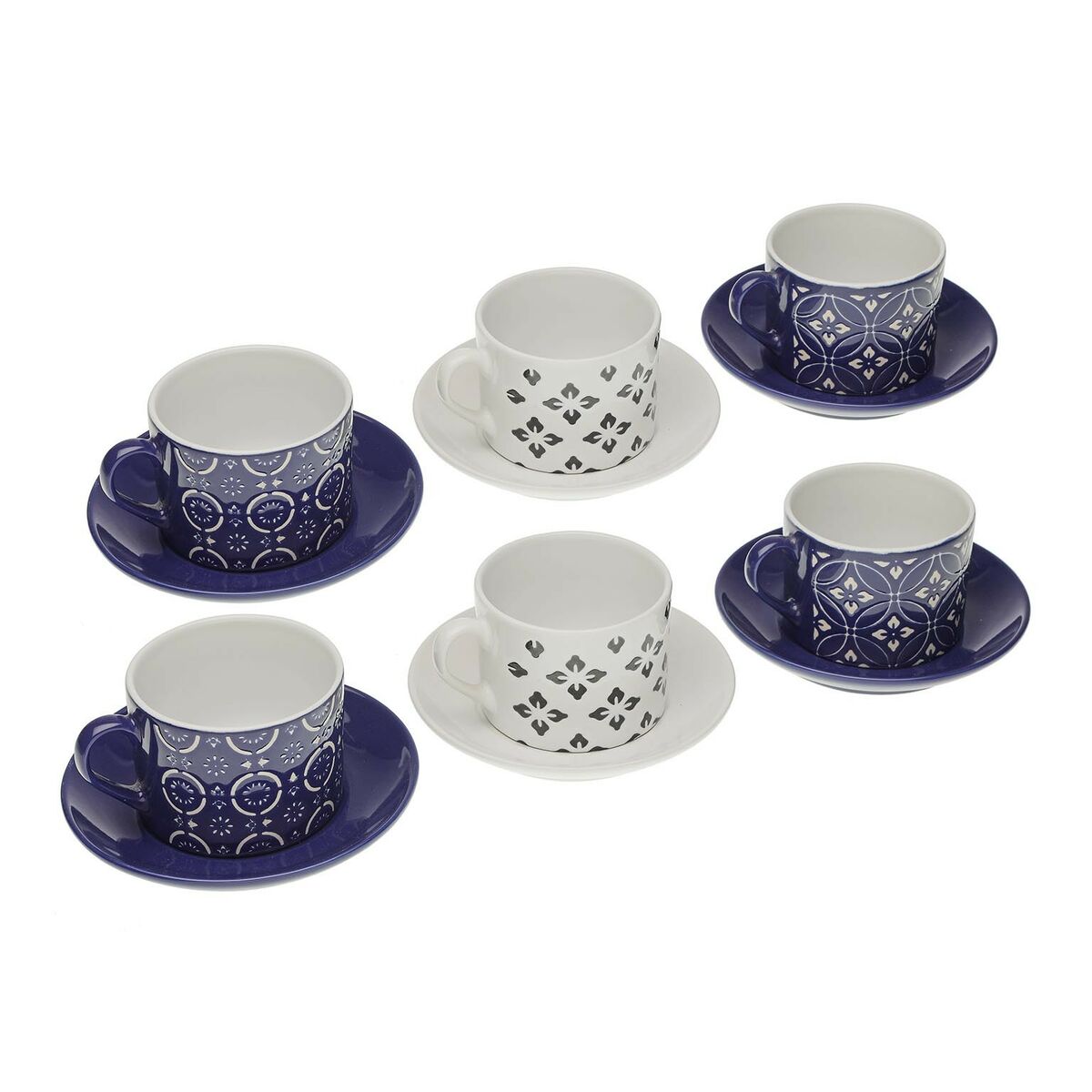 Juego de Tazas con Platos Versa Regina Cerámica 8,6 x 6,4 x 9,2 cm  Comprati.