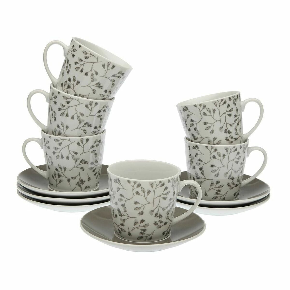 Juego de Tazas con Platos Versa Oxford Porcelana 9 x 14 x 14 cm 10,5 x 8 x 6 cm 14 x 14 x 2 cm (12 pcs)  Comprati.