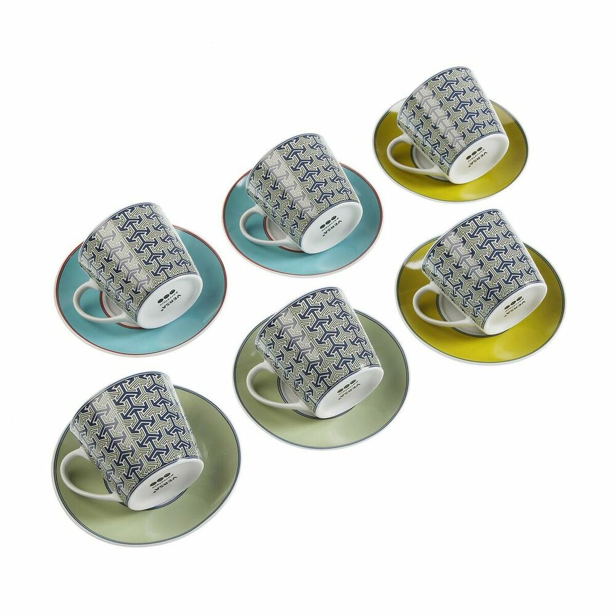 Juego de Tazas con Platos Versa Leia Porcelana 9 x 14 x 14 cm 10,5 x 8 x 6 cm 14 x 14 x 2 cm (12 pcs)  Comprati.