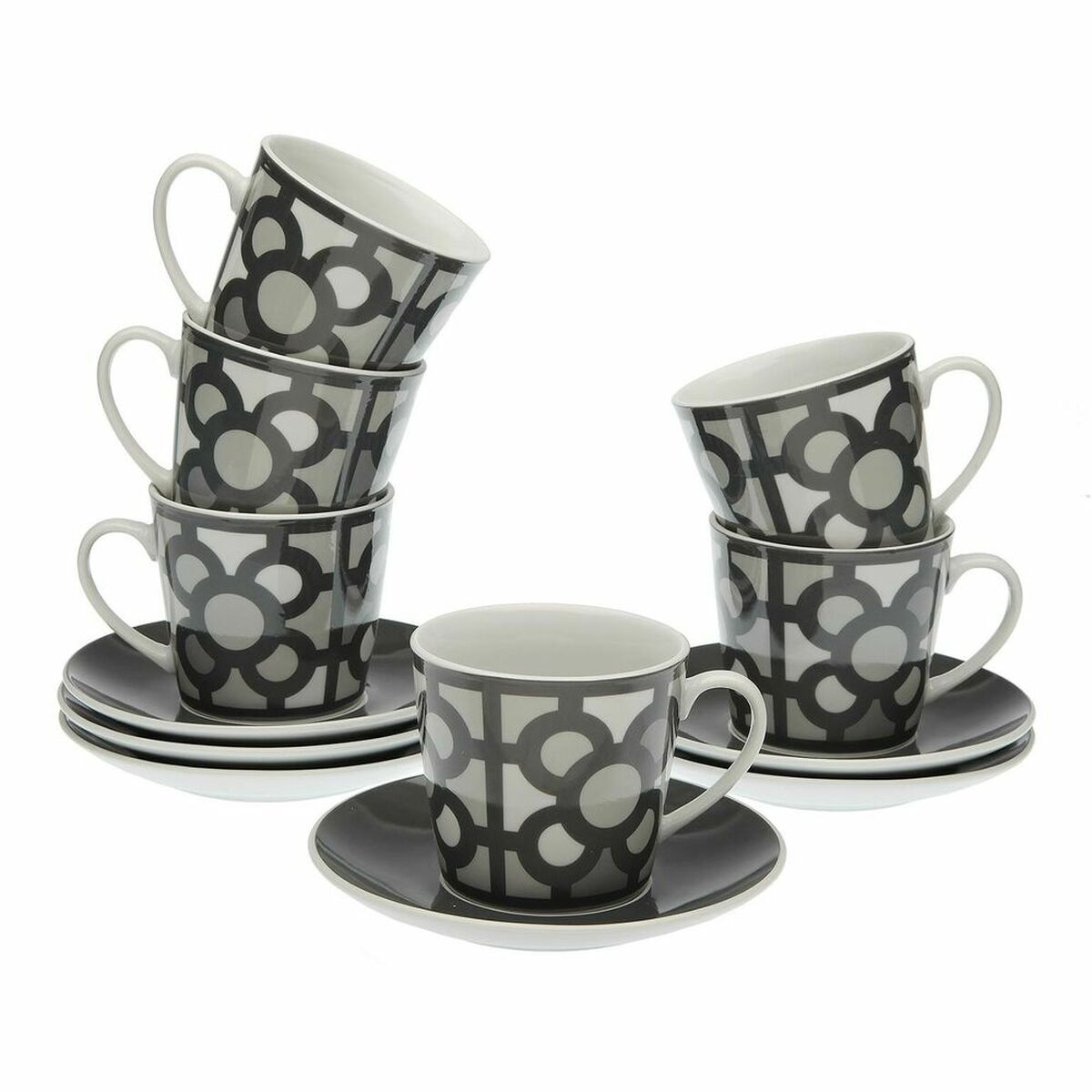 Juego de 6 Tazas de Té con Plato Versa Urbana Porcelana 9 x 14 x 14 cm 10,5 x 8 x 6 cm 14 x 14 x 2 cm  Comprati.