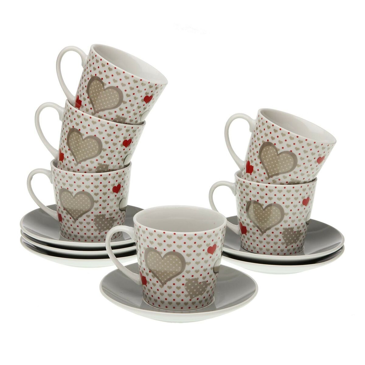 Juego de Tazas con Platos Versa Sweet Porcelana 9 x 14 x 14 cm 10,5 x 8 x 6 cm 14 x 14 x 2 cm  Comprati.