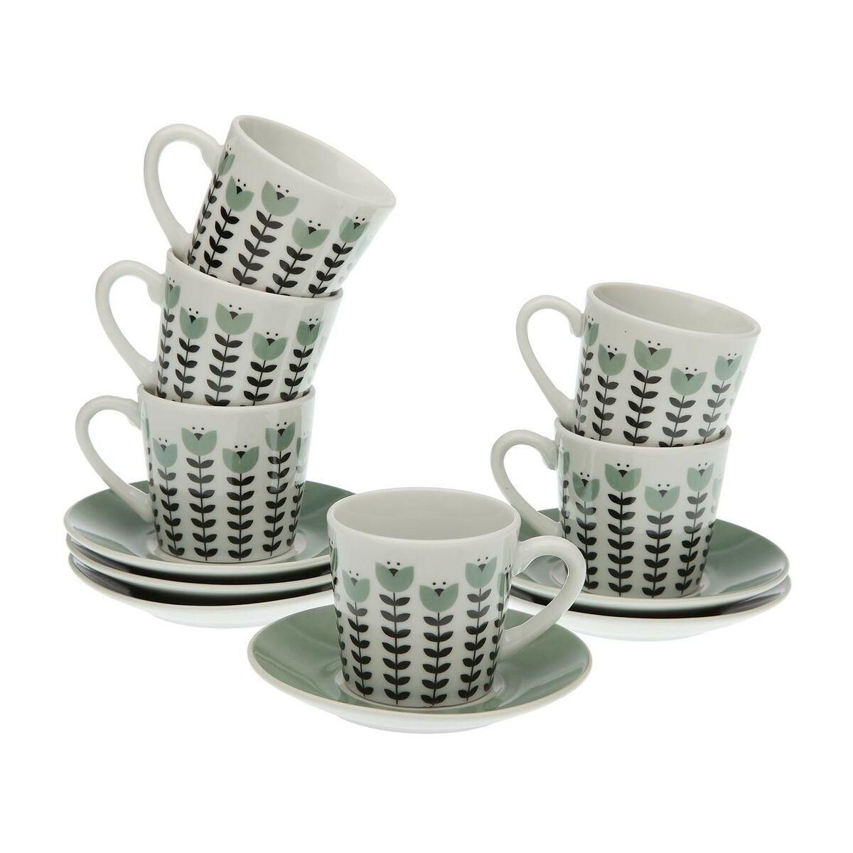 Juego de 6 Tazas con Plato Versa Erna Porcelana  Comprati.