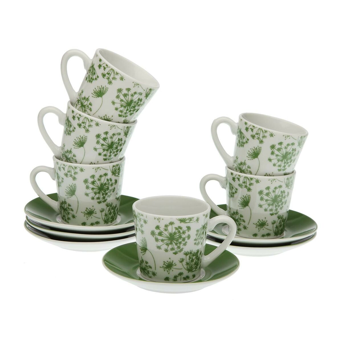 Juego de 6 Tazas con Plato Versa Amanda 90 ml Multicolor Porcelana  Comprati.