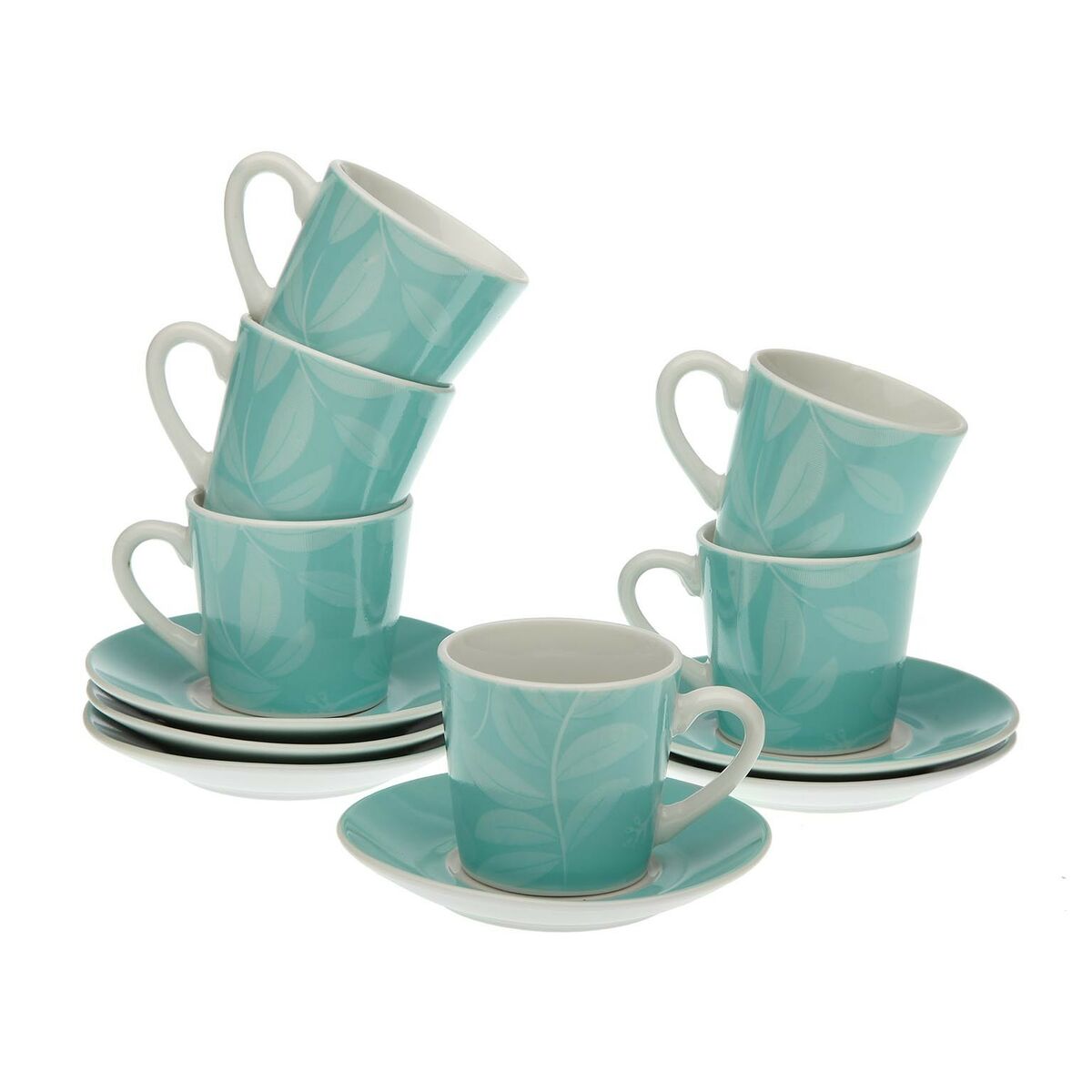 Juego de 6 Tazas con Plato Versa Elnora Porcelana  Comprati.