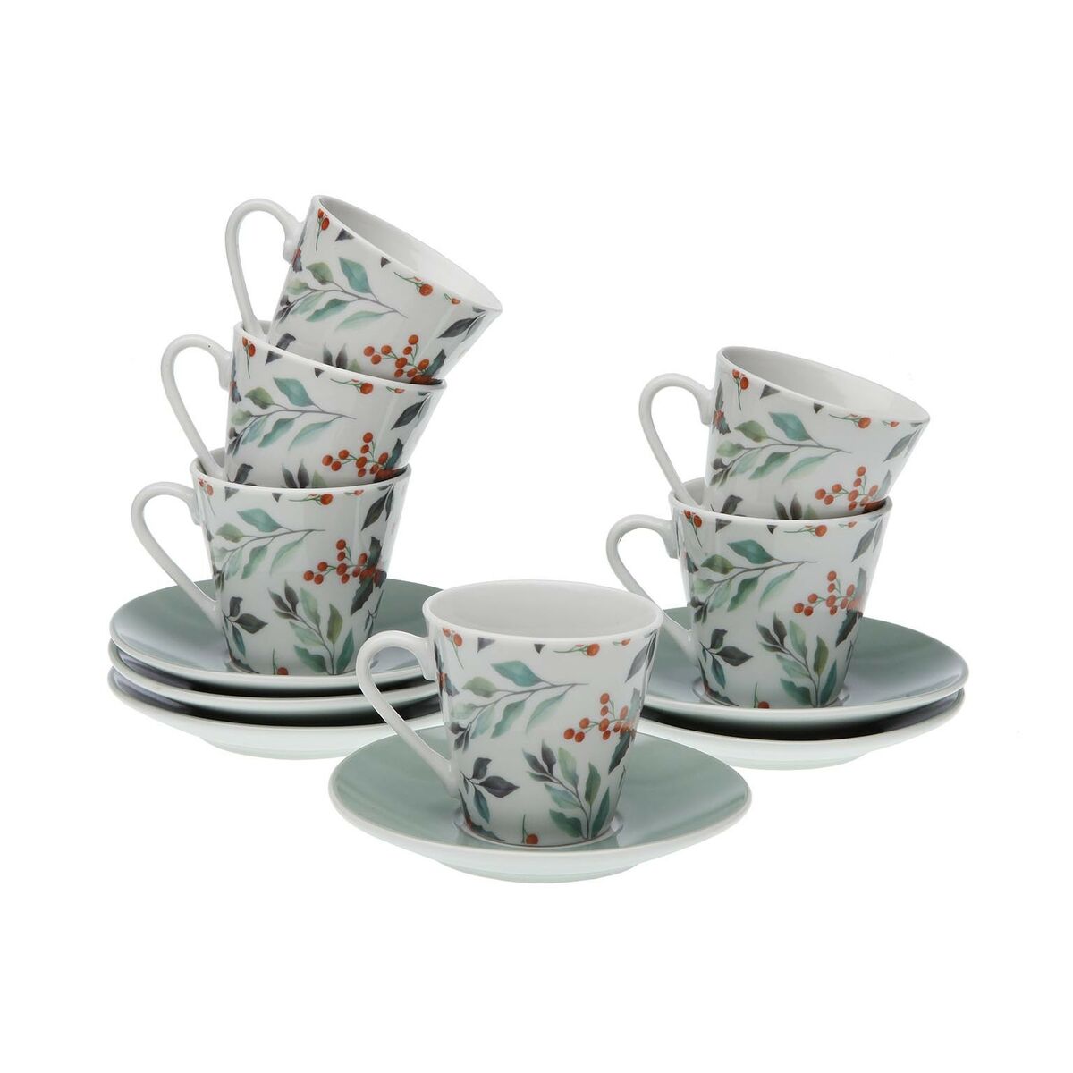 Juego de 6 Tazas de Café Versa Acebo Porcelana  Comprati.