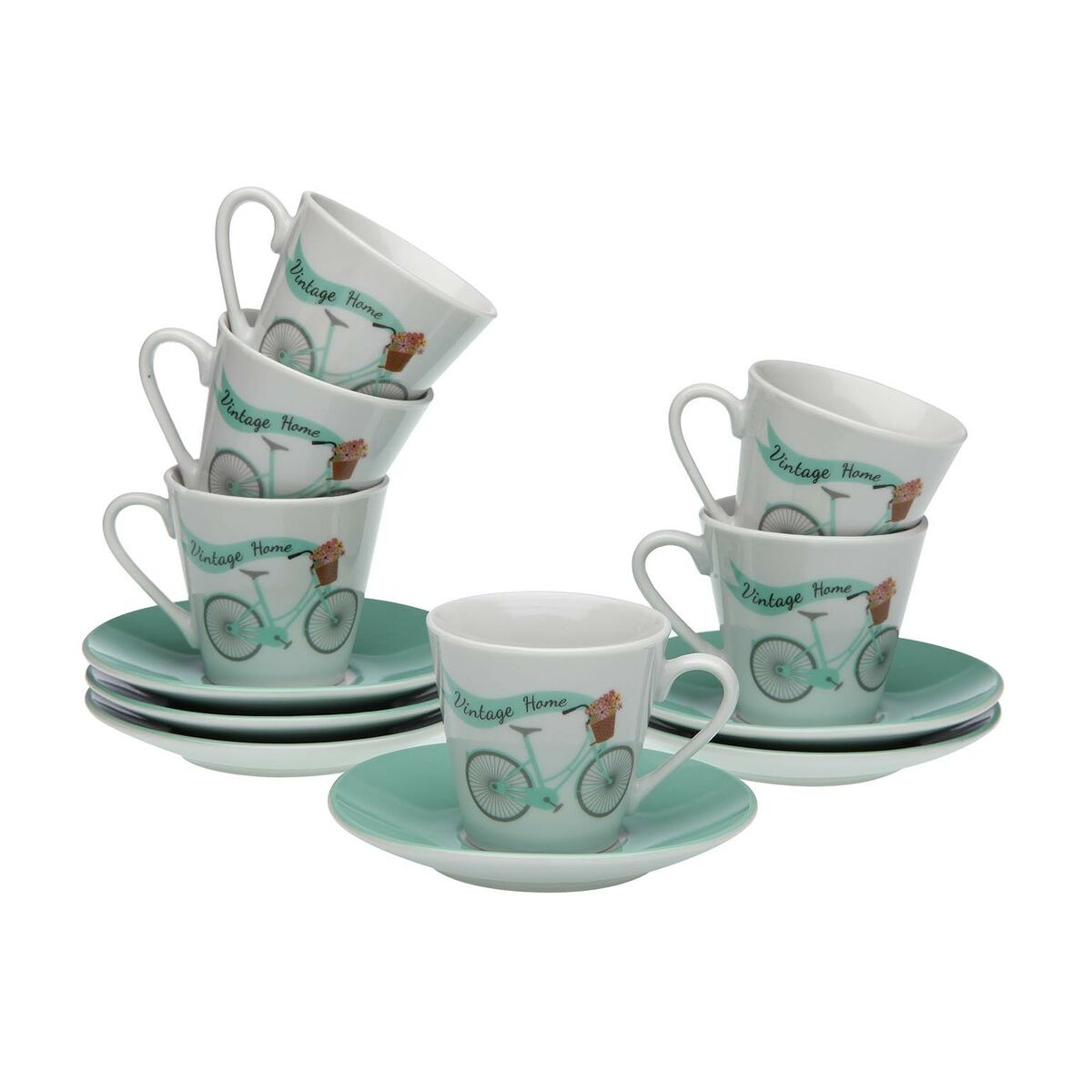 Juego de Tazas de Café Versa Bicicleta 6 Unidades Porcelana  Comprati.