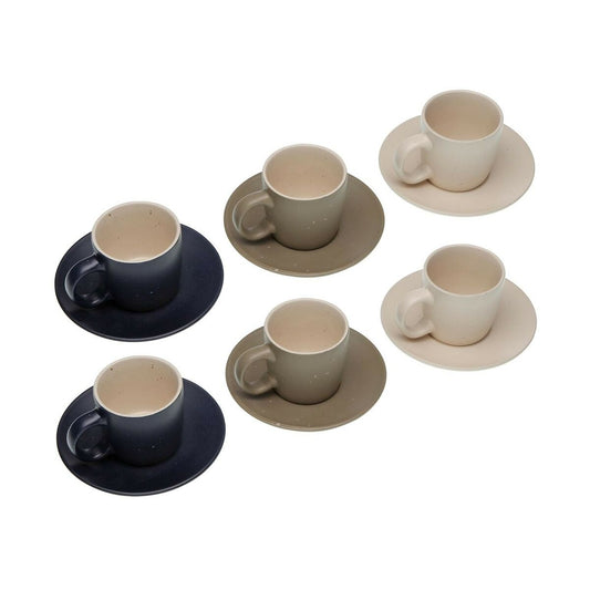 Juego de 6 Tazas de Té con Plato Versa Tashi Gres 8,3 x 7,8 x 8,3 cm  Comprati.