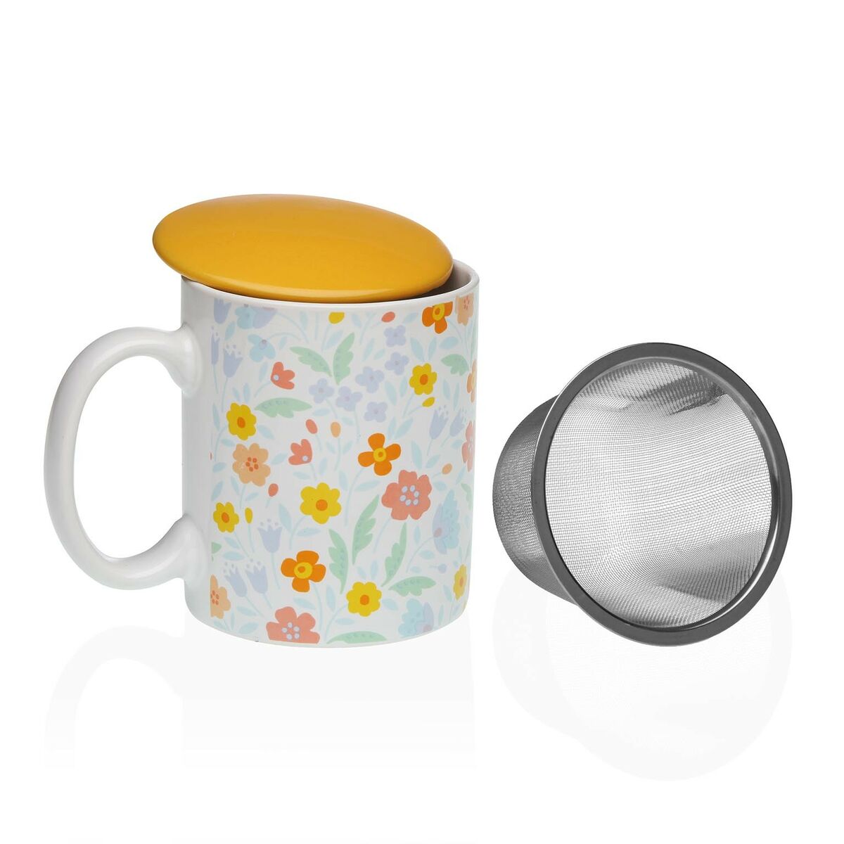 Taza con Filtro para Infusiones Versa Flandes Flores Gres  Comprati.