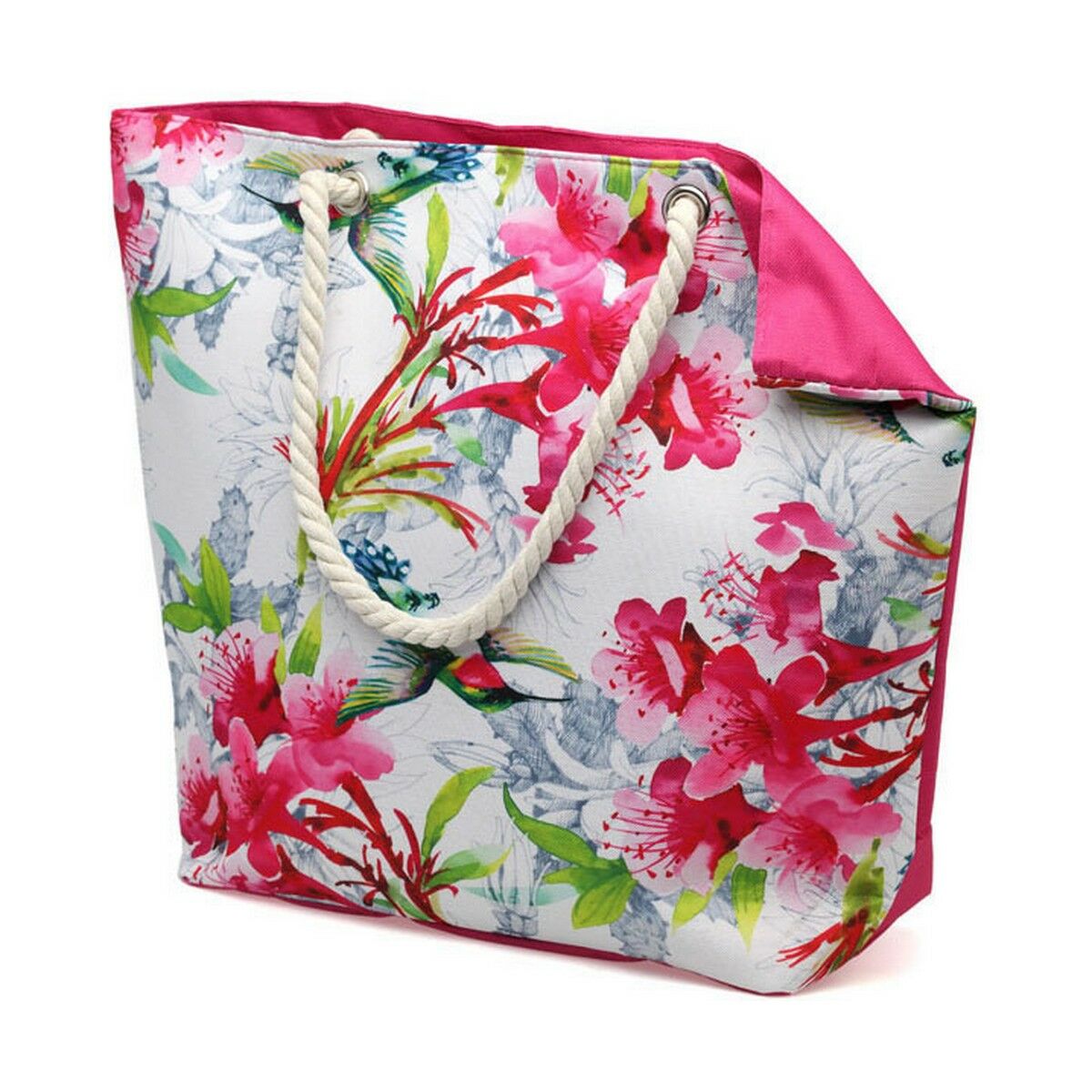 Bolsa de Playa 55,5 x 39 cm Rosa Flores 44 x 37 x 11 cm  Comprati.